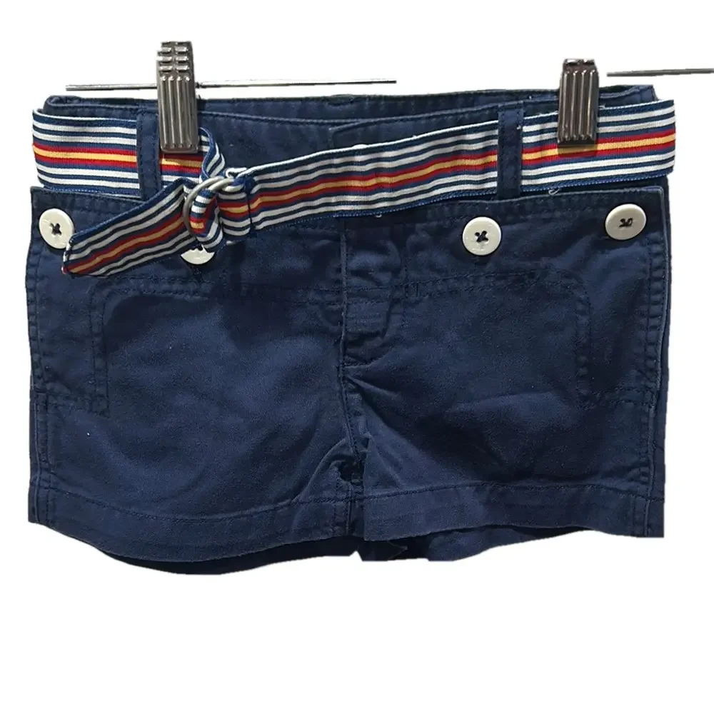 Ralph Lauren Navy Blue Shorts with Striped Belt size 6 GUC